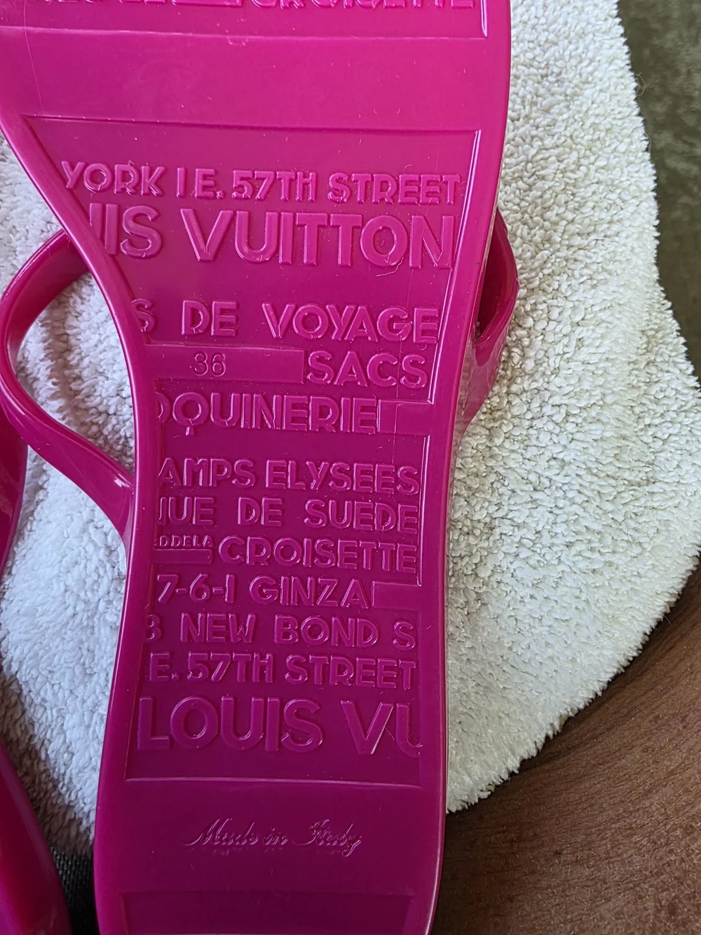 Louis Vuitton Women's Pink Jelly Sandals Size 36